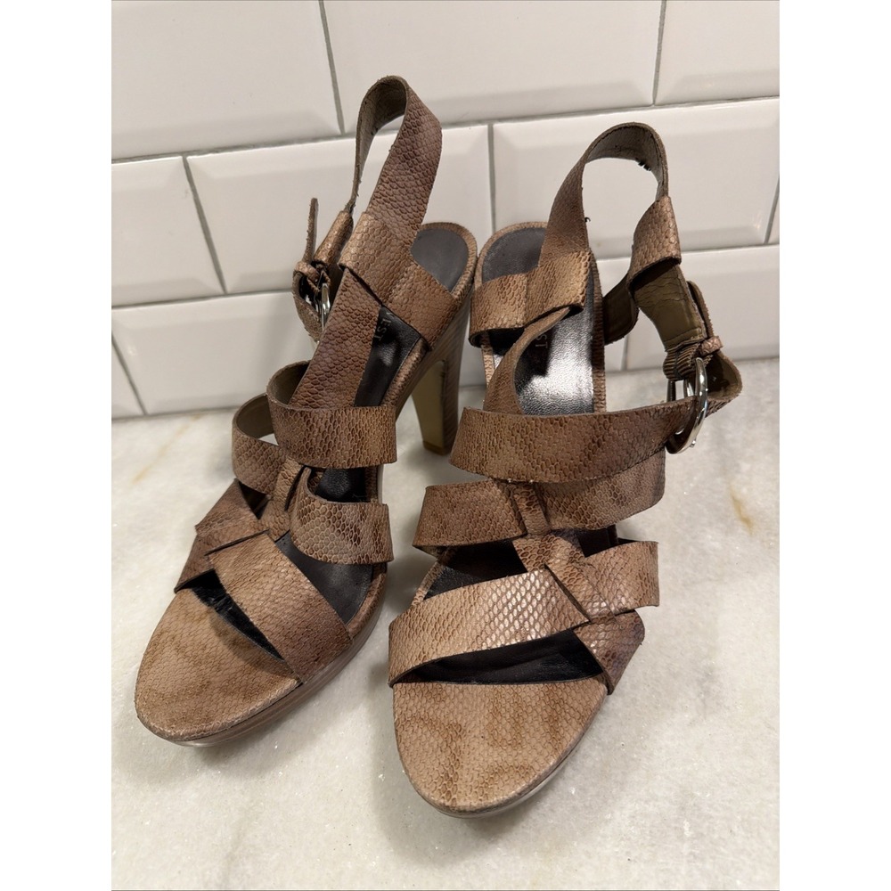 Nine West Faux snake animal heels sandals "NWBobbyJo" 9M